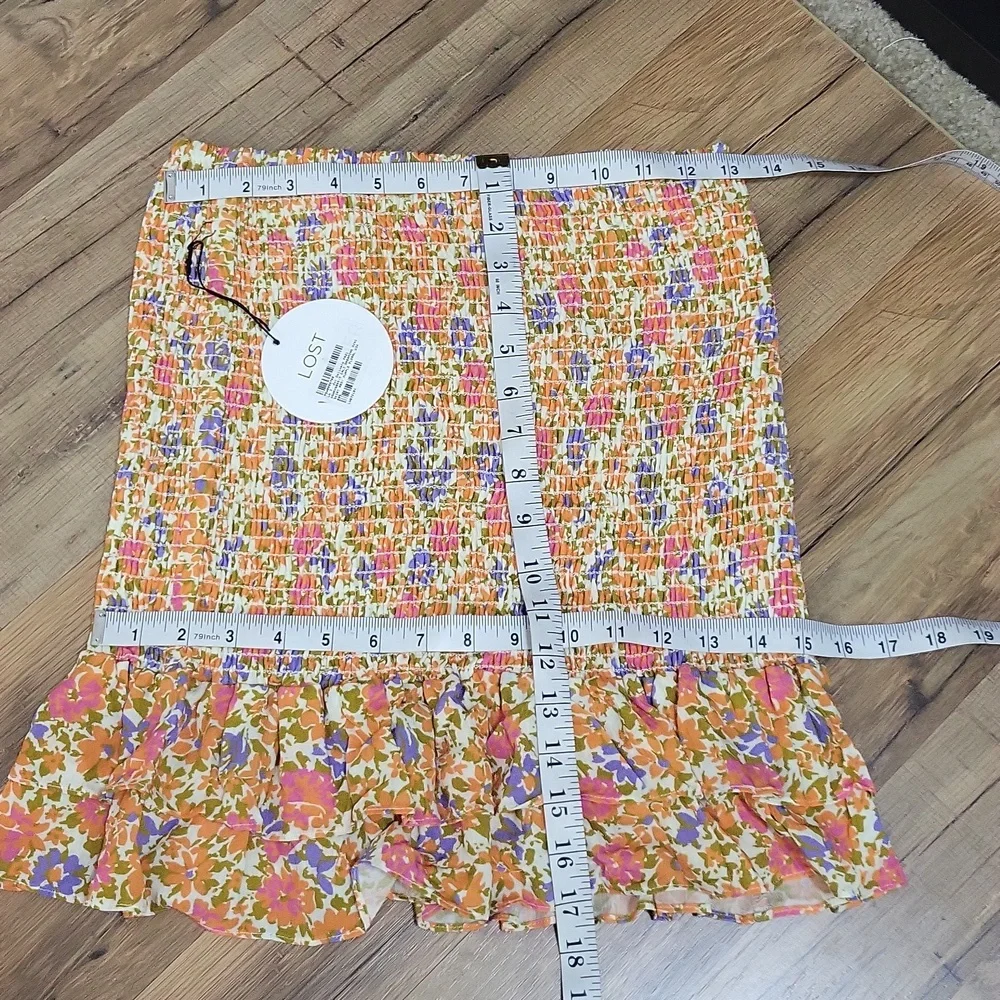 LOST + WANDER Orange Purple Floral CALI DREAMING MINI SKIRT (wear as Strapless)
